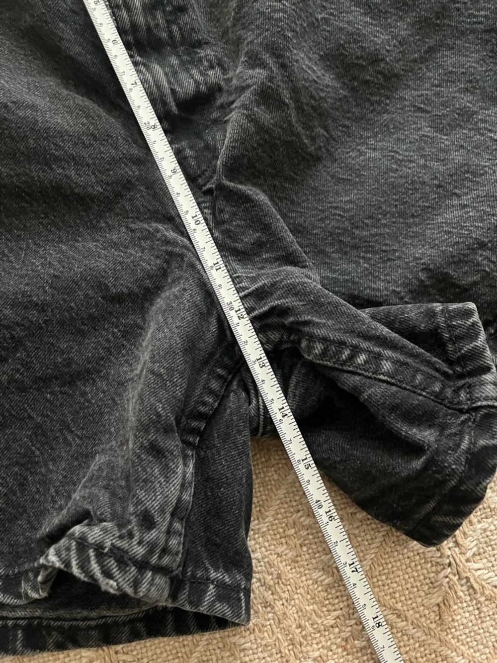 Zara High Waist Denim Shorts Black Washed Size 14 - Picture 7 of 7